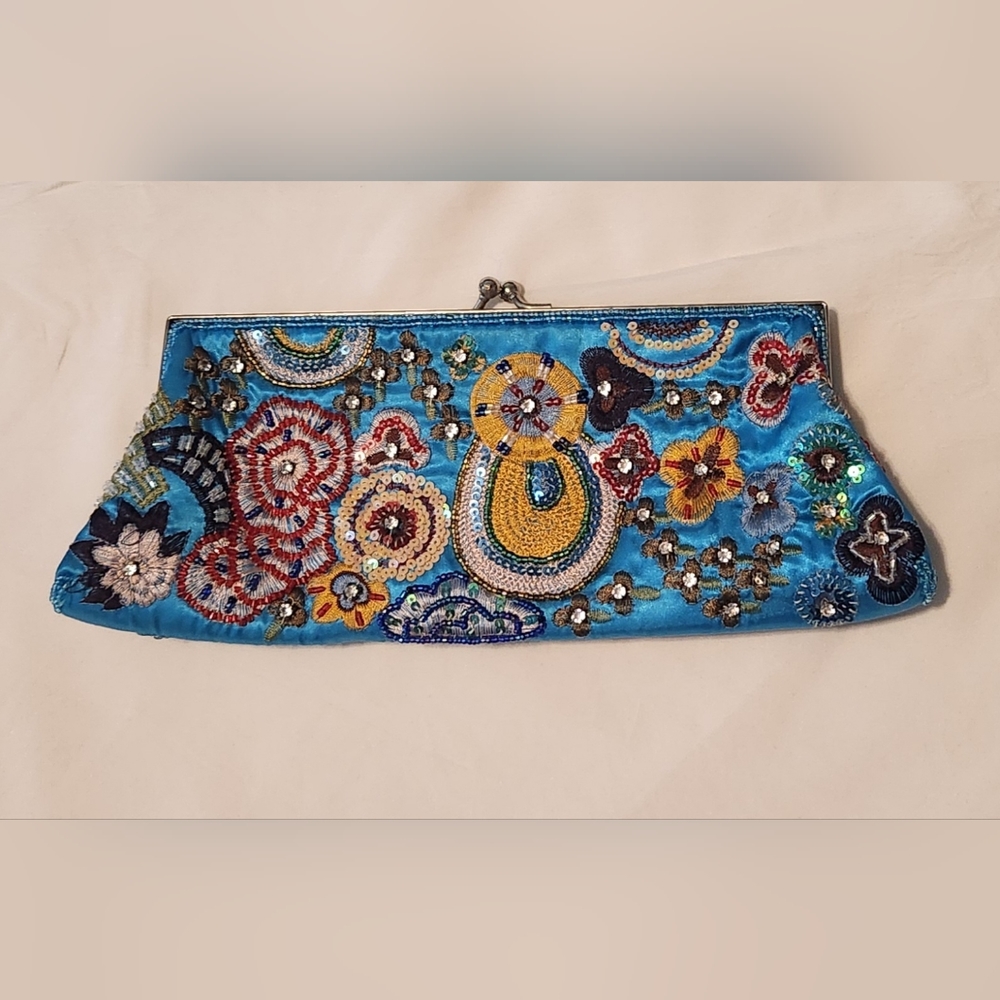 Nine West Beaded Blue Clutch
